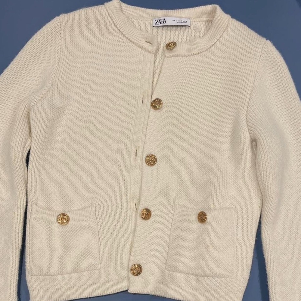 Zara Cream Textured Cardigan - Picture 6 of 6